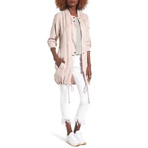 BLANK NYC Long Bomber Jacket Dusty Pink Size Medium